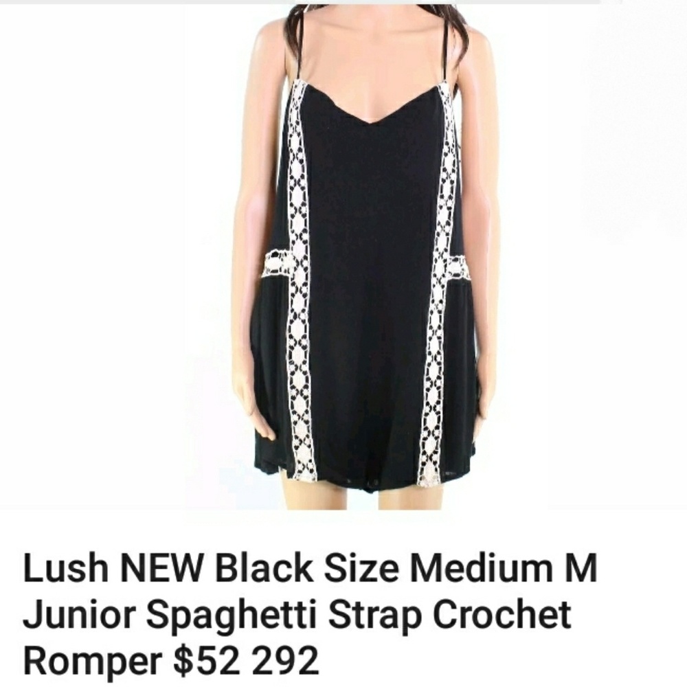 Lush shorts/dress/skorts crochet spaghetti strap romper M - Picture 5 of 9